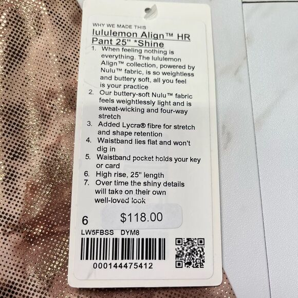 NWT Lululemon Align High Rise Pant 25 in Diamond Dye Foil Dot Shine Size 6 - Picture 6 of 10